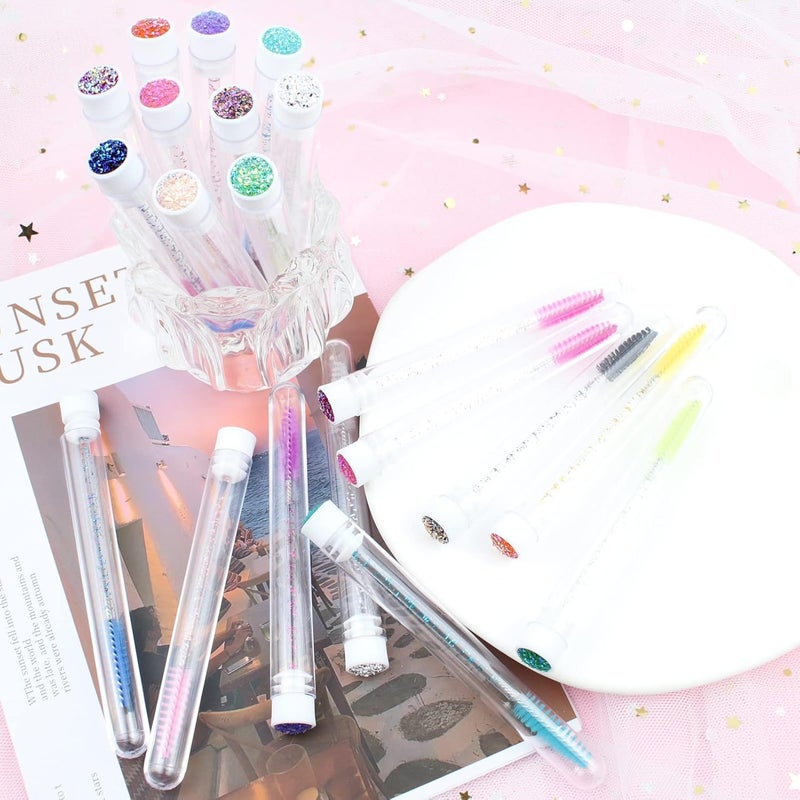 SenRocc 20 Sets Mascara Wand Tube Set Diamond Mascara Brushes Eyelash Spoolies Brush Makeup Tool Applicator Eyelash Brush Tubes Makeup Brush (Diamond-MlX) - Image 5